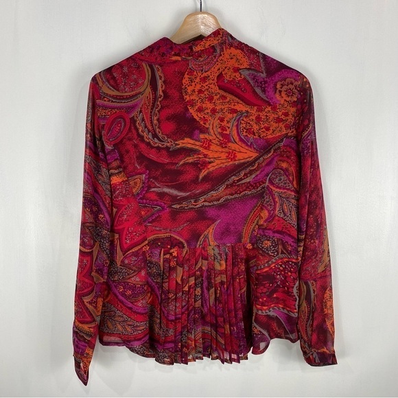 ColdWater Creek Ruffle Vivid Paisley Printed Blouse Shirt Top PM (10-12) (NWT) - Picture 6 of 7